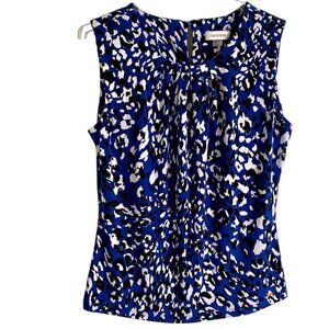 Calvin Klein Sleeveless Top Blue Black White Women's Size Medium